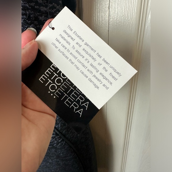 New ETCETERA Baroness Jacquard Dress Shift Sheath Blue Black Geo VNeck Classic - Picture 8 of 12